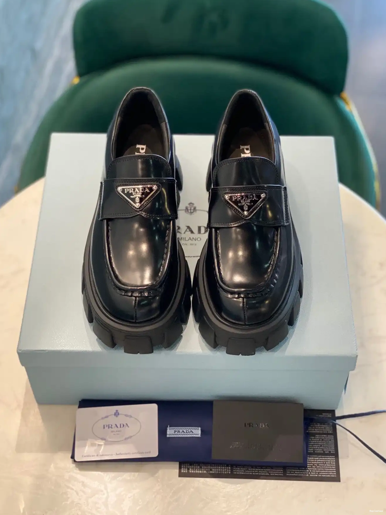 Cheap Monolith loafers Brushed PRADA leather 0208